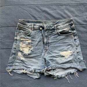 American Eagle Outfitters Women's Ripped Light Blue Jean Shorts